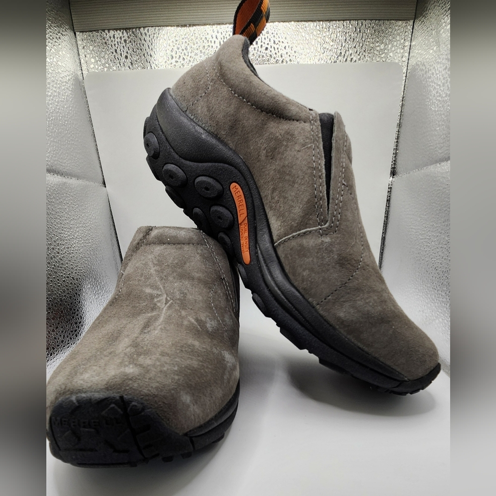Merrell Gray Loafers with Elastic Panels and Durable Sole